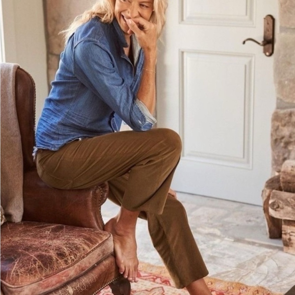 Frank & Eileen Velevet Kinsale raw edge cropped pants